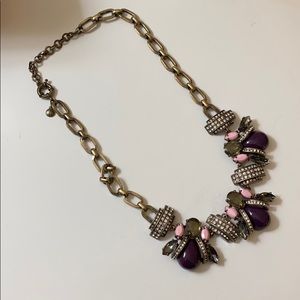 JCrew Purple Bee Crystal and Gold Necklace